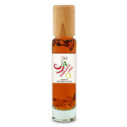 Flasche Olivenöl Knoblauch-Chili mit Einlage 0,1l