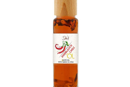 Flasche Olivenöl Knoblauch-Chili mit Einlage 0,1l